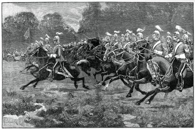 Az 5. és 7. dragonyos gárda vádja, áttekintés a Windsor Parkban, 1900 alkotó: Unbekannt