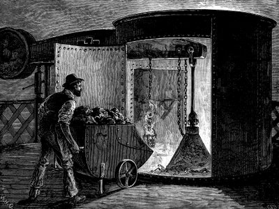 Nagyolvasztó töltése a Govan Vasműben, Skóciában, 1885 alkotó: Unbekannt