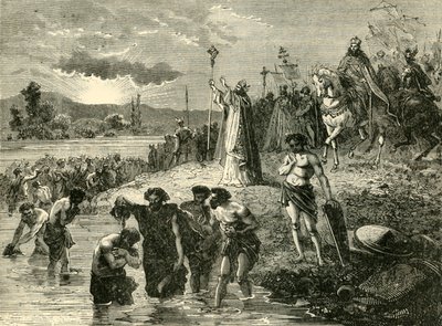 Nagy Károly megkeresztelkedett a szászokkal a Weserben, i.sz. 782. 1890. alkotó: Unbekannt