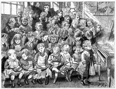 Vacsoraidőben levesre váró gyerekek, London Board School, Denmark Terrace, Islington, 1889 alkotó: Unbekannt