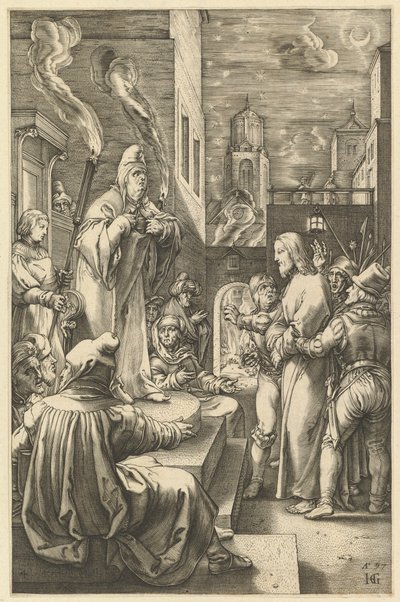 Krisztus Kaifás előtt, Krisztus szenvedéséből, kb. 1598-1617. alkotó: Unbekannt