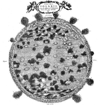 Christopher Scheiners illusztrációja a Nap felszínéről alkotott elképzelésének, 1635 alkotó: Unbekannt