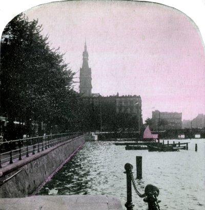 Városháza és Alster, Hamburg, Németország, 19. század vége alkotó: Unbekannt