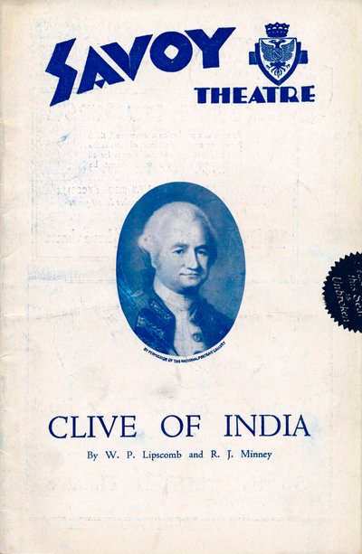 Clive of India program a Savoy Theatre számára, 1934 alkotó: Unbekannt