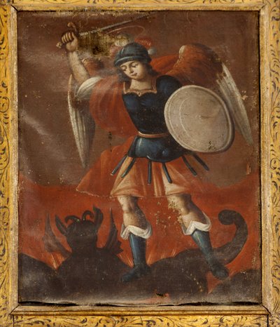 Kollégiumi templom (San Millán de la Cogolla kollégiumi templom). Belül. Festmény. Szent Mihály. Olajfestmény. alkotó: Unbekannt
