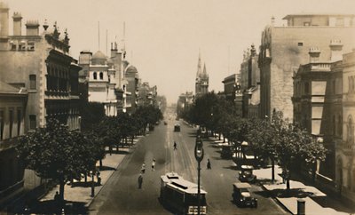 Collins Street, Melbourne, Ausztrália, 1920-as évek. alkotó: Unbekannt