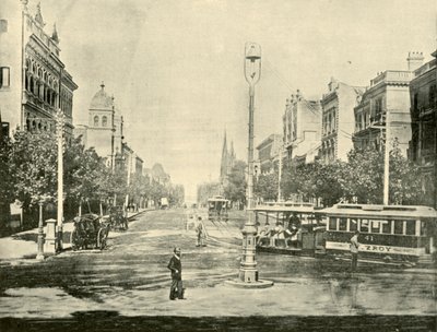 Collins Street, Melbourne, a Treasury Buildings-ből, 1901. alkotó: Unbekannt