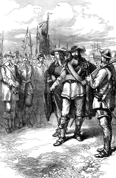 A biztosok partraszállása Bostonban, 17. század, 1880 alkotó: Unbekannt