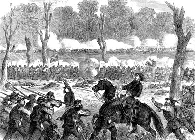 Hood konföderációs tábornok megsebesült a chickamaugai csatában, az amerikai polgárháborúban, 1863 alkotó: Unbekannt
