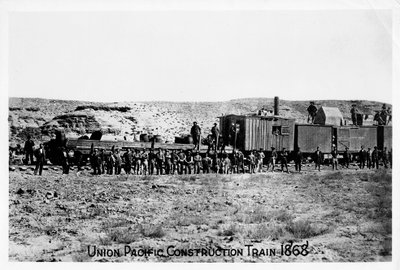 Építővonat a Union Pacific Railroad-on, USA, 1868 alkotó: Unbekannt