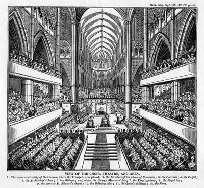 IV. Vilmos király és Adelaide királynő megkoronázása, Westminster Abbey, London, 1831 alkotó: Unbekannt