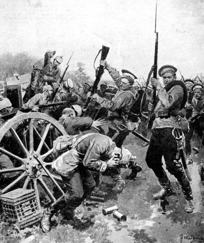 Kozák támadás a német csapatok ellen, Kelet-Poroszország, Első világháború, 1914 alkotó: Unbekannt