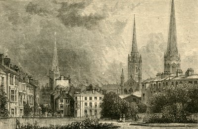 Coventry – A Szentháromság tornyai, St. Michaels és Christ Church, 1898. alkotó: Unbekannt