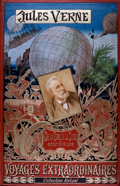 Borító a Földtől a Holdig és a Hold körül című művéhez, Jules Verne, c1896 alkotó: Unbekannt