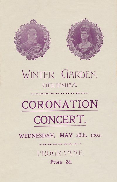A koronázási koncert programjának borítója a Winter Gardenben, Cheltenham, 1902. alkotó: Unbekannt