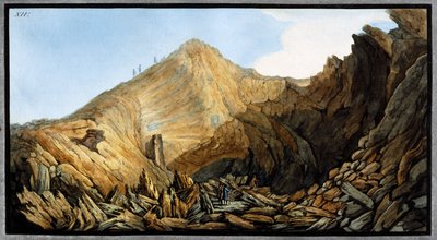Kráter a „kis hegy” kúp belsejében, Vezúv, Nápolyi Királyság, 1761 alkotó: Unbekannt