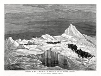 Átkelés egy nehéz jégcsomagon a Wellington-csatorna fejénél, 1877 alkotó: Unbekannt