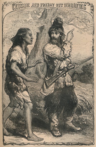 Crusoe és Friday Out Shooting, 1870 alkotó: Unbekannt