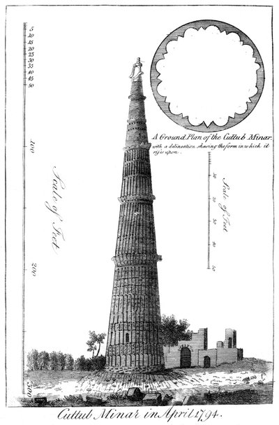 Cuttub Minar 1794 áprilisában, 1799 alkotó: Unbekannt