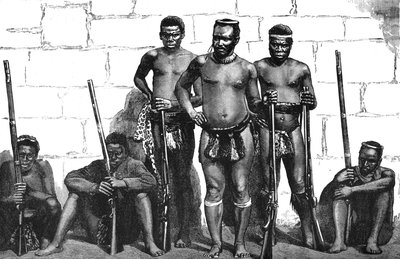 Dabulamanzi, az egyik zulu vezető Isandhlwanában és Ghingilovóban, 1880 alkotó: Unbekannt