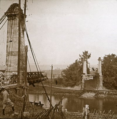 Sérült híd, Dormans, Észak-Franciaország, c1914-c1918 alkotó: Unbekannt