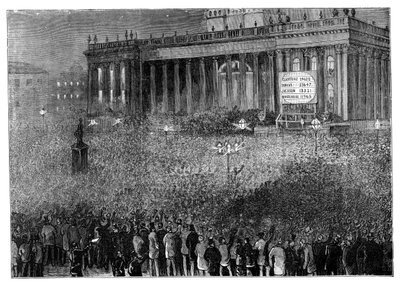 A közvélemény-kutatás eredményének kihirdetése az általános választások során, Leeds, West Yorkshire, 1880 alkotó: Unbekannt