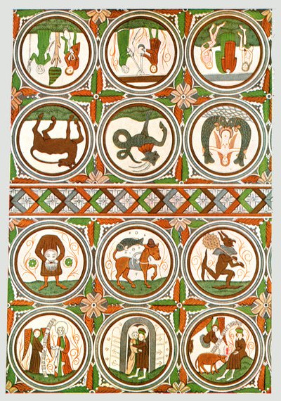 Díszítés a Stora Råda régi templomban, Västra Götaland, Svédország, 1928. alkotó: Unbekannt