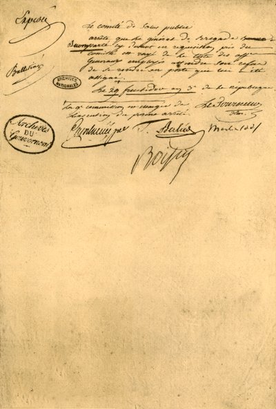 A közegészségügyi bizottság 1795. szeptember 5-i rendelete. alkotó: Unbekannt