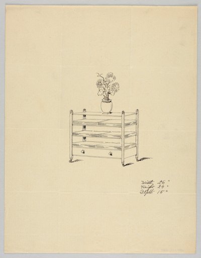 Tervezés háromszintes asztalhoz vázával és virágokkal, 1900–05 alkotó: Unbekannt