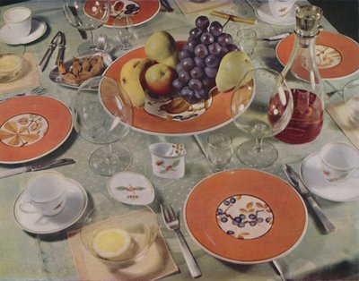 Desszert - Ebben az asztali elrendezésben a gyümölcsfelszolgálás Royal Copenhagen fajansz, 1939 alkotó: Unbekannt