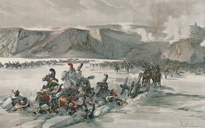 A visszavonuló oroszok megsemmisítése a Satschan-tónál, 1805, 1896 alkotó: Unbekannt