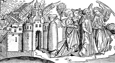 Szodoma és Gomora földrengés általi elpusztítása, 1493 alkotó: Unbekannt