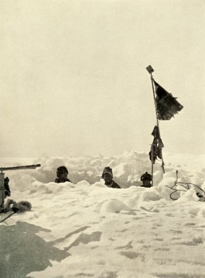 Ásás, hogy megállapítsák a hó mélységét egy raktárban, c1908, 1909. alkotó: Unbekannt