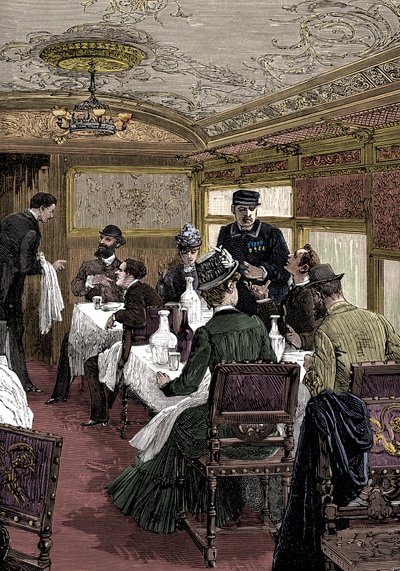 Étkező autó az Orient Expressen, c1885 alkotó: Unbekannt