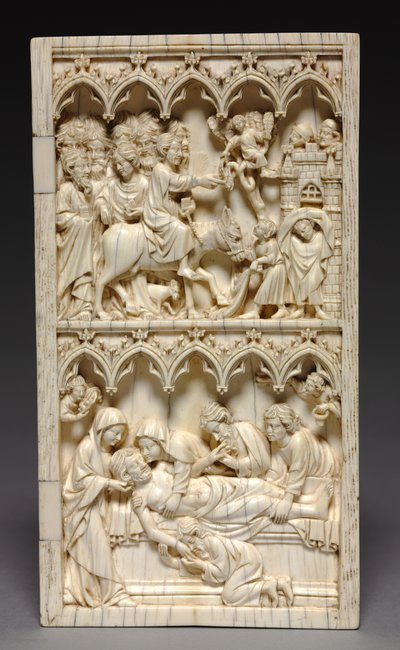 Diptichon jelenetekkel Krisztus életéből jobb szárny: Belépés Jeruzsálembe és síremlék, c. 13 alkotó: Unbekannt