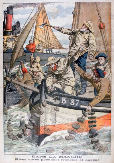 Vita francia és angol halászok között a Csatornában, 1904 alkotó: Unbekannt