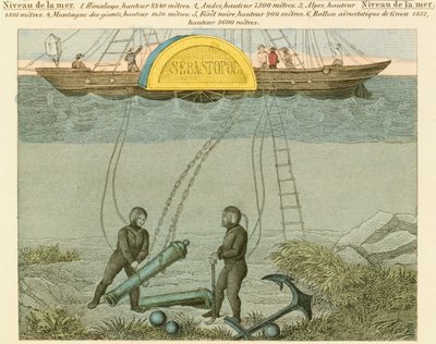 A búvárok fegyvereket mentenek ki a tengerfenékről, c1855 alkotó: Unbekannt