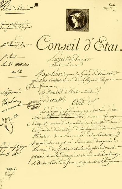 Rendelettervezet a császári pecsét formájáról és összetételéről, 1804. július 10., 1921. alkotó: Unbekannt