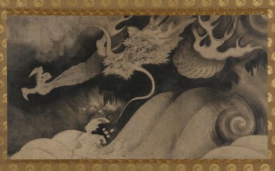 Sárkány, hullámok és felhők, Momoyama-korszak, 1568-1615. alkotó: Unbekannt