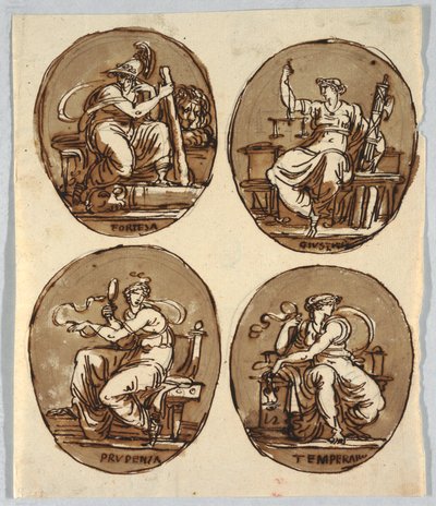 Rajz, négy ovális alkotó: Unbekannt