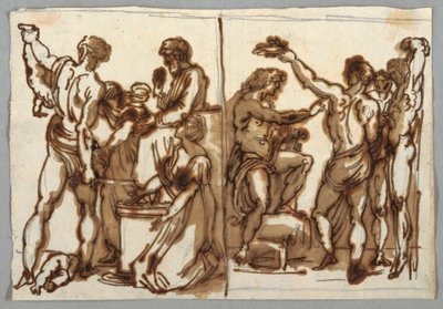Rajz, Salamon ítélete; Marsyas nyúzása, kb. 1820 alkotó: Unbekannt