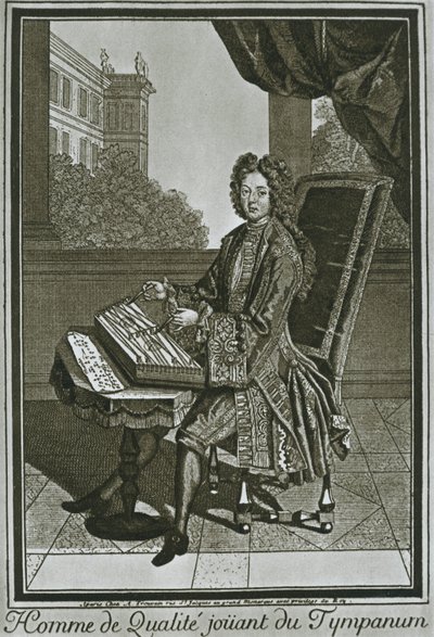 Cimbalom timpanon, francia metszet a XVII. századból, 1948 alkotó: Unbekannt