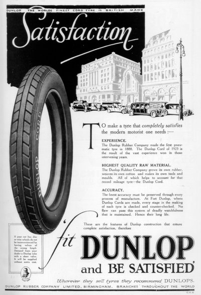 Dunlop hirdetés, 1923 alkotó: Unbekannt