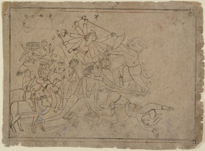 Durga, Kali és a matrikák a Raktabija démonnal harcolnak: jelenet a Devi Mahatmya-ból, Ka. 1780. alkotó: Unbekannt