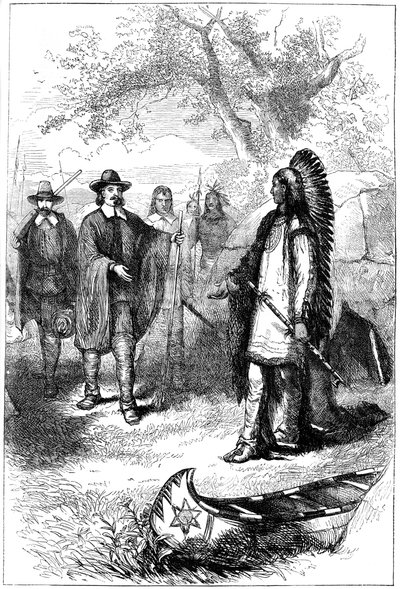 Edward Winslows látogatás Massasoitban, 17. század, 1880 alkotó: Unbekannt