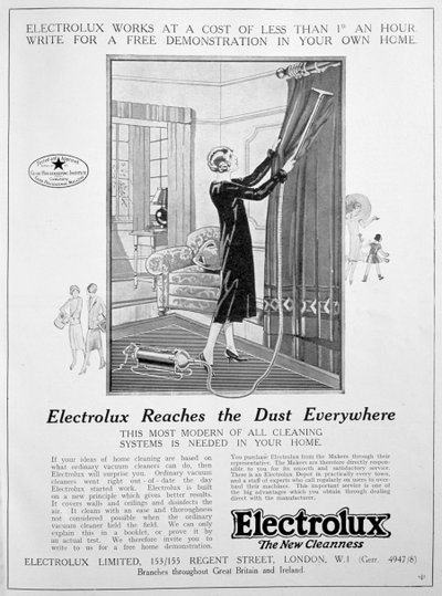 Electrolux porszívó hirdetés, 1924 alkotó: Unbekannt