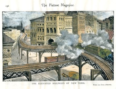 Elevated Railway in New York, The Picture Magazine, XIX. század alkotó: Unbekannt