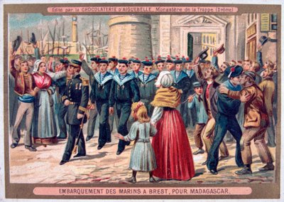 A tengerészgyalogság beszállása Brestben Madagaszkár felé, 1883 alkotó: Unbekannt