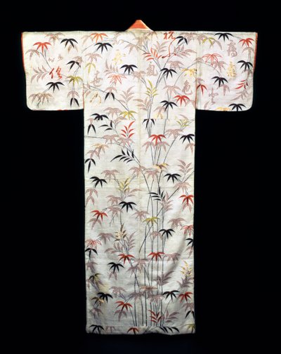 Hímzett fehér szatén női kimonó, japán, Edo korszak, 1600-1867 alkotó: Unbekannt