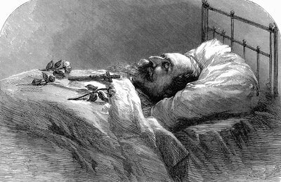 III. Napóleon francia császár halálos ágyán, 1873. alkotó: Unbekannt